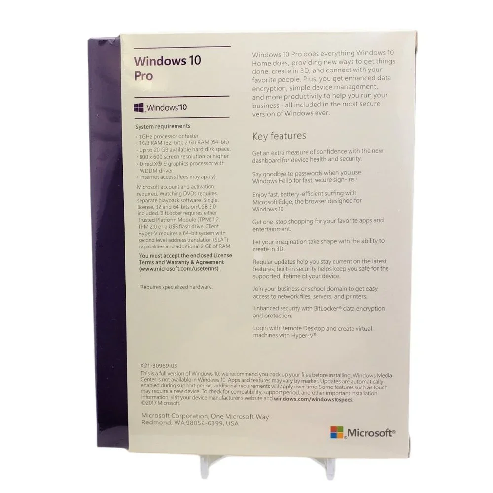 Microsoft Windows 10 Professional 32/64-Bit Retail Box USB Drive New *Sealed*